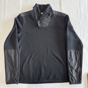 Michael Kors Men's M Black Thick Knitted 1/4 Snap Pullover Jacket Elbow Pads